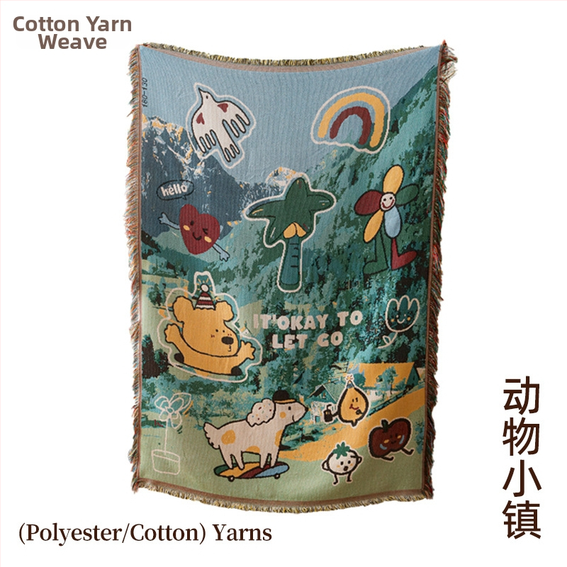 Гоблен за стена и шал за дивана — полиестер, машинно тъкана, основен състав 71–80% полиестер, вторичен 20%, модел карикатура/аниме