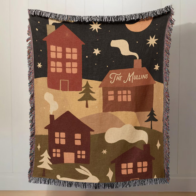 Декоративен гоблен покривало за диван, карикатурен дизайн, скандинавски стил, полиестер-памук, 1000–1499 г, по поръчка