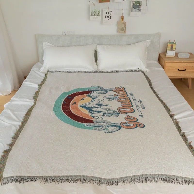 Многофункционално декоративно одеяло за открито с геометричен принт – прост стил, тегло над 3 кг, премиум качество, подходящо за всички сезони