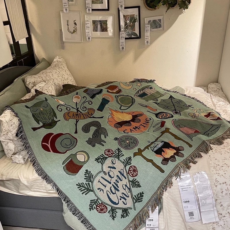 Многофункционално декоративно одеяло за открито с геометричен принт – прост стил, тегло над 3 кг, премиум качество, подходящо за всички сезони