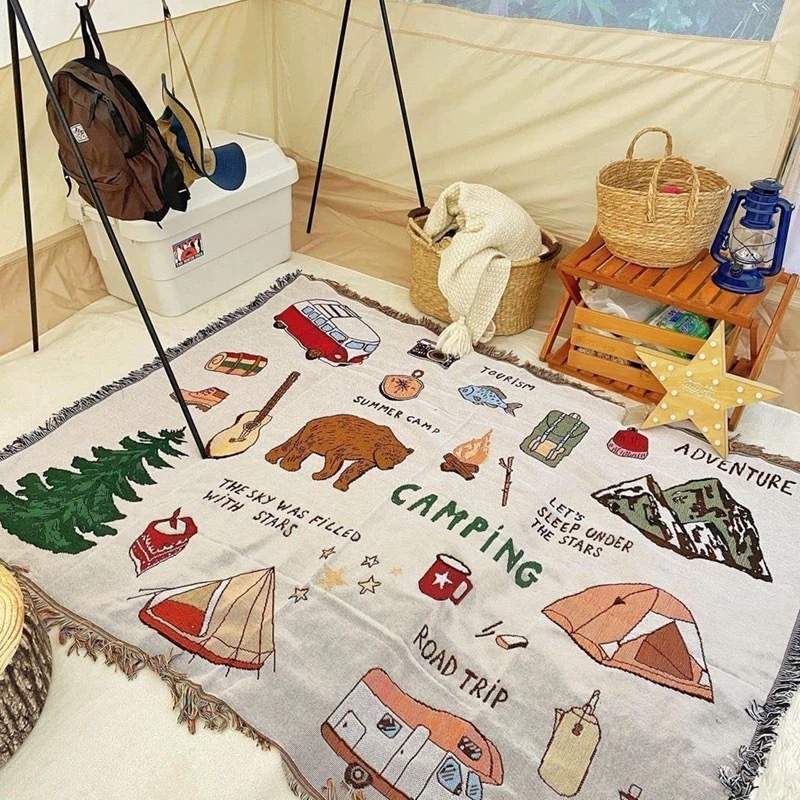 Многофункционално декоративно одеяло за открито с геометричен принт – прост стил, тегло над 3 кг, премиум качество, подходящо за всички сезони