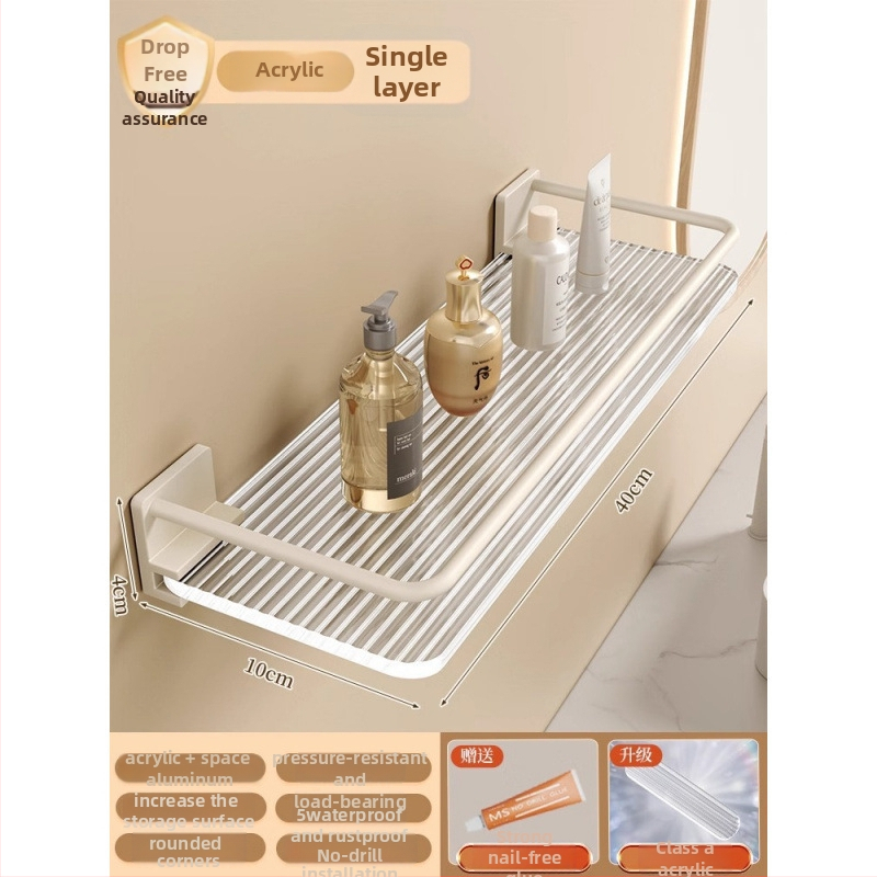 Триъгълна ъглова полица за стена, пластмасова, баня, 1 ниво, минималистичен стил, организатор за козметика