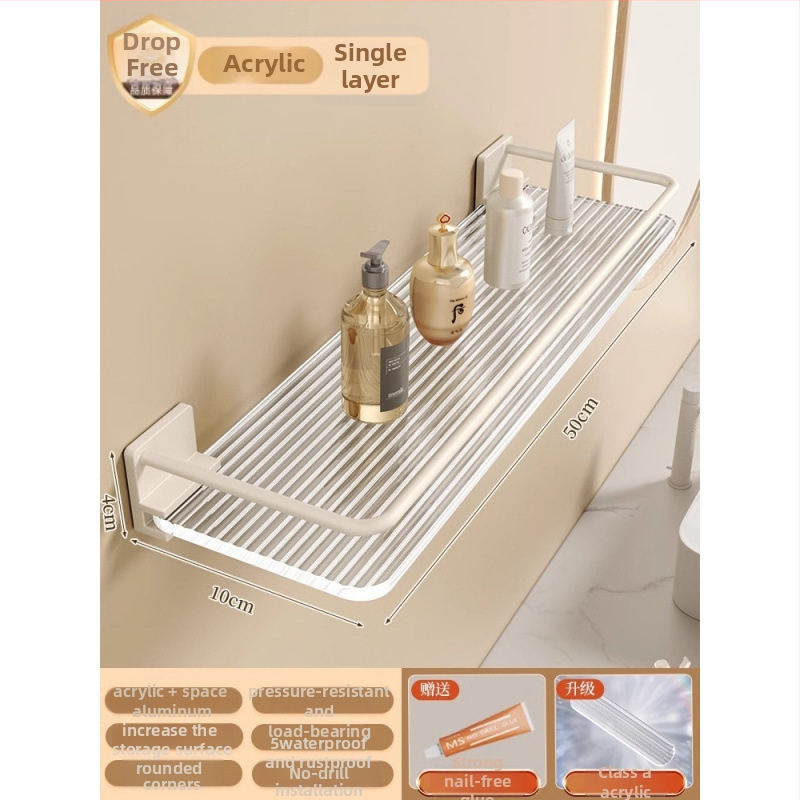 Триъгълна ъглова полица за стена, пластмасова, баня, 1 ниво, минималистичен стил, организатор за козметика