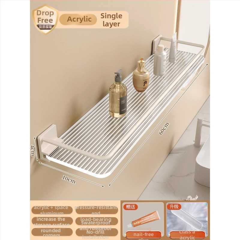 Триъгълна ъглова полица за стена, пластмасова, баня, 1 ниво, минималистичен стил, организатор за козметика