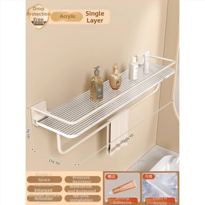 Триъгълна ъглова полица за стена, пластмасова, баня, 1 ниво, минималистичен стил, организатор за козметика