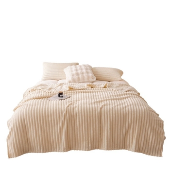 Одеяло коралов флийс с широки ивици, полиестер, тегло 1000–1499 г, за всички сезони