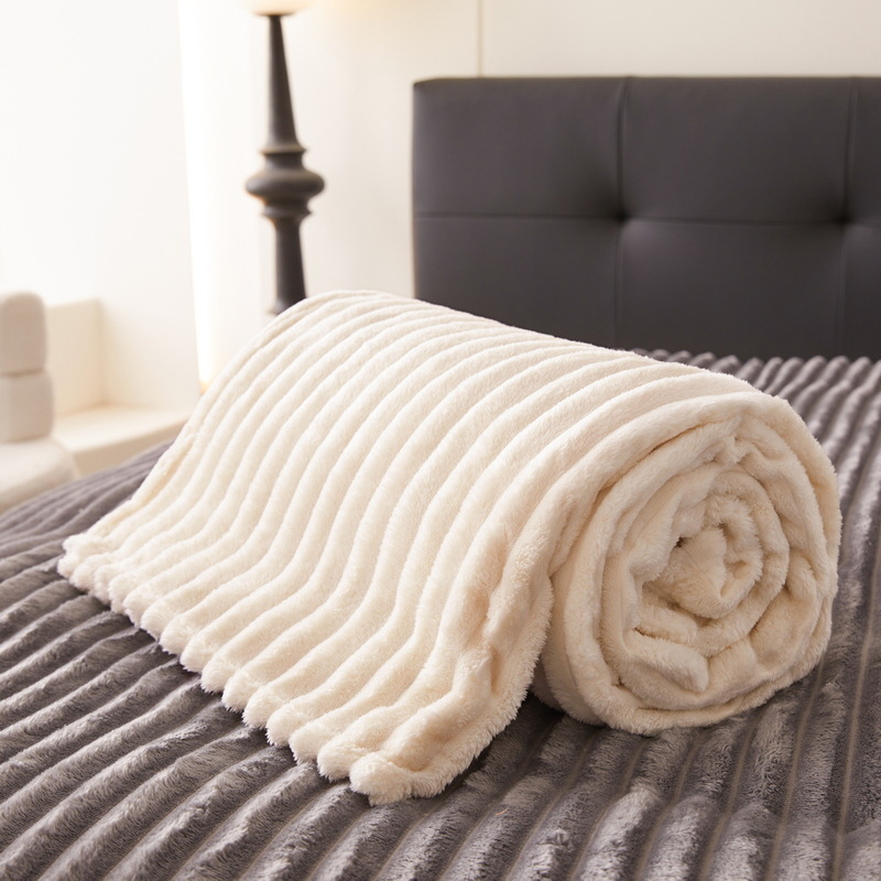 Одеяло коралов флийс с широки ивици, полиестер, тегло 1000–1499 г, за всички сезони