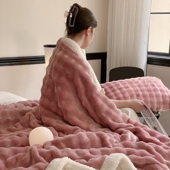 Dvoslojna topla deka s vlaknom poliesterom, plišasti velur, flanel, prilagodljiva, 500–800 g