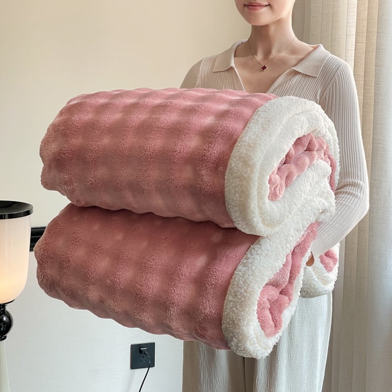 Dvoslojna topla deka s vlaknom poliesterom, plišasti velur, flanel, prilagodljiva, 500–800 g