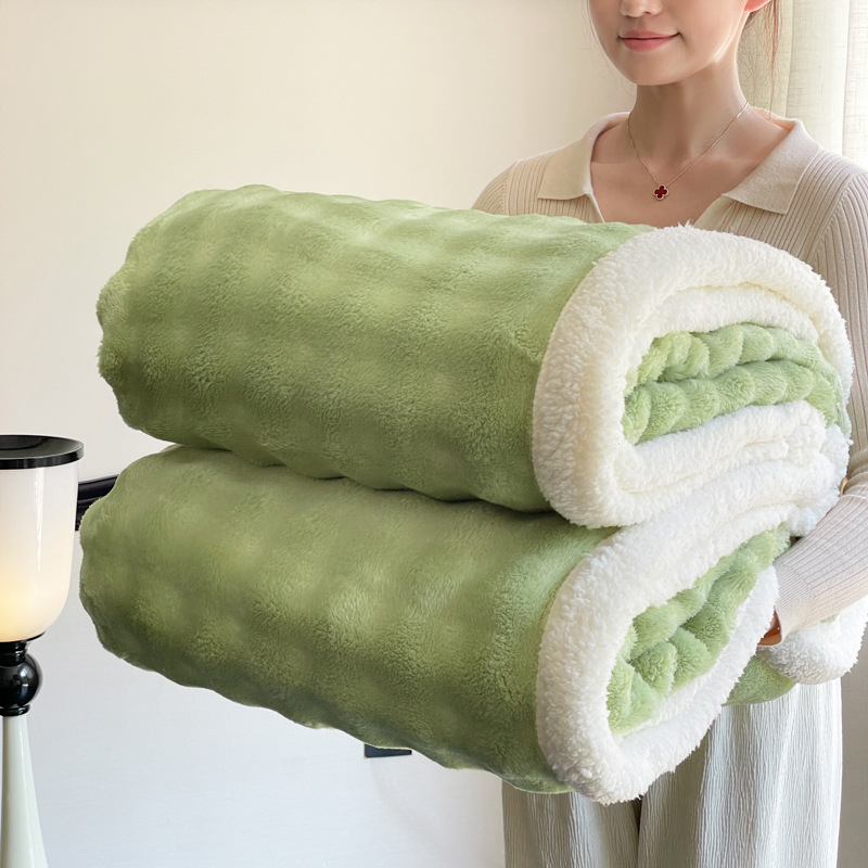 Dvoslojna topla deka s vlaknom poliesterom, plišasti velur, flanel, prilagodljiva, 500–800 g