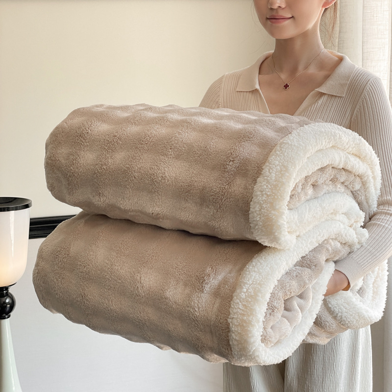 Dvoslojna topla deka s vlaknom poliesterom, plišasti velur, flanel, prilagodljiva, 500–800 g