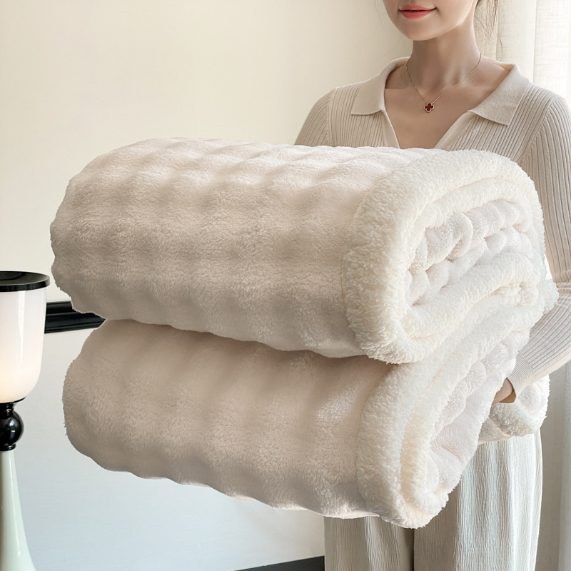 Dvoslojna topla deka s vlaknom poliesterom, plišasti velur, flanel, prilagodljiva, 500–800 g