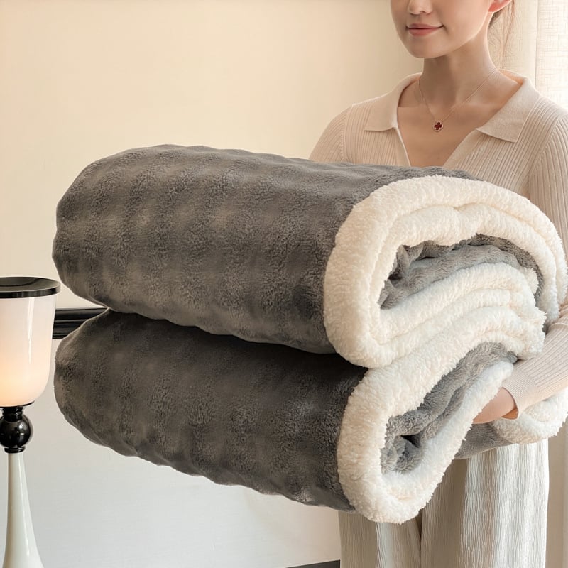 Dvoslojna topla deka s vlaknom poliesterom, plišasti velur, flanel, prilagodljiva, 500–800 g