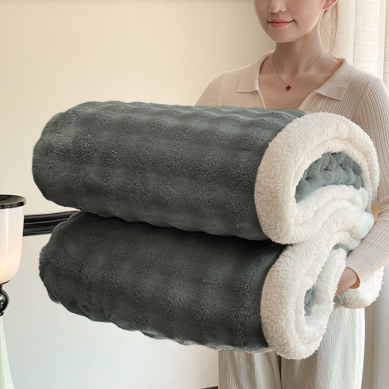 Dvoslojna topla deka s vlaknom poliesterom, plišasti velur, flanel, prilagodljiva, 500–800 g