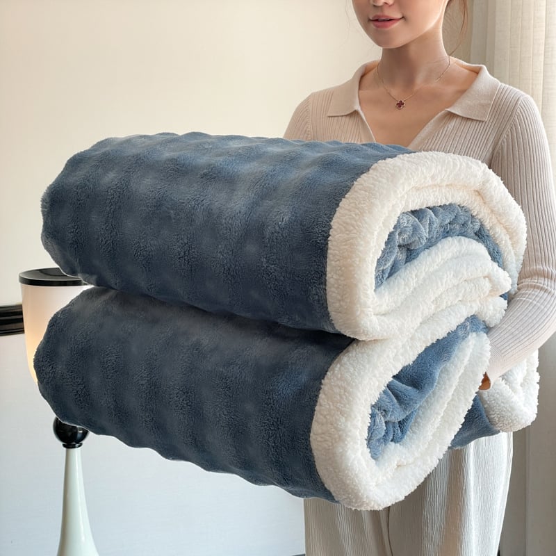 Dvoslojna topla deka s vlaknom poliesterom, plišasti velur, flanel, prilagodljiva, 500–800 g