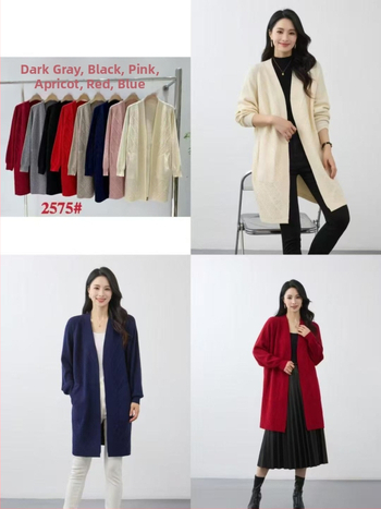 Kardigāna stila adījums ar V kaklu, garas piedurknes, vidēja garuma, audums Andy velvet ar polyesteru