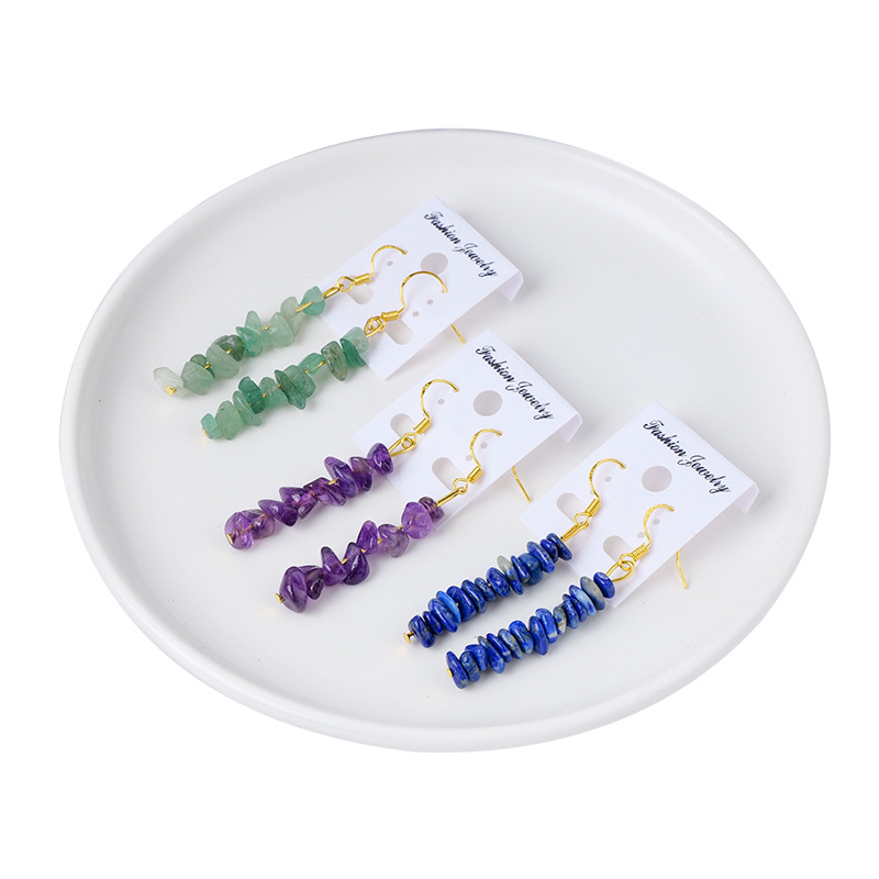 Ametisti kristalliga kõrvarõngad, geomeetriline disain, Runyang bränd, kaasaegne minimalistlik stiil