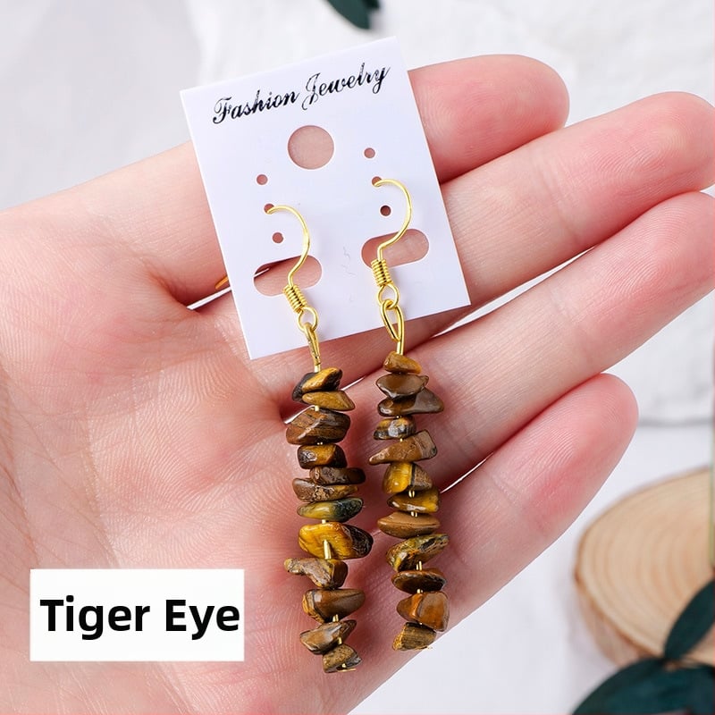 Ametisti kristalliga kõrvarõngad, geomeetriline disain, Runyang bränd, kaasaegne minimalistlik stiil