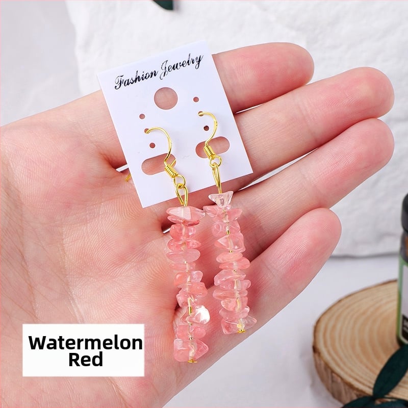 Ametisti kristalliga kõrvarõngad, geomeetriline disain, Runyang bränd, kaasaegne minimalistlik stiil