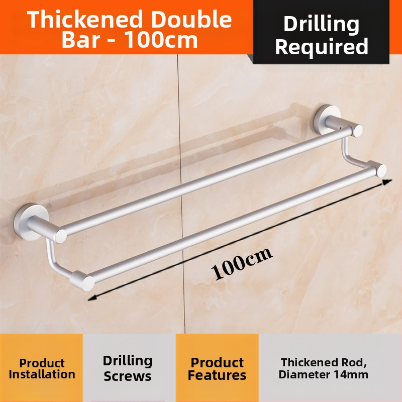 Sienas stiprināms dvieļu plaukts no alumīnija sakausējuma Space Aluminum, vienpolu vai divpolu, 1 slānis, gaišs luksusa stils, slodze 15 kg