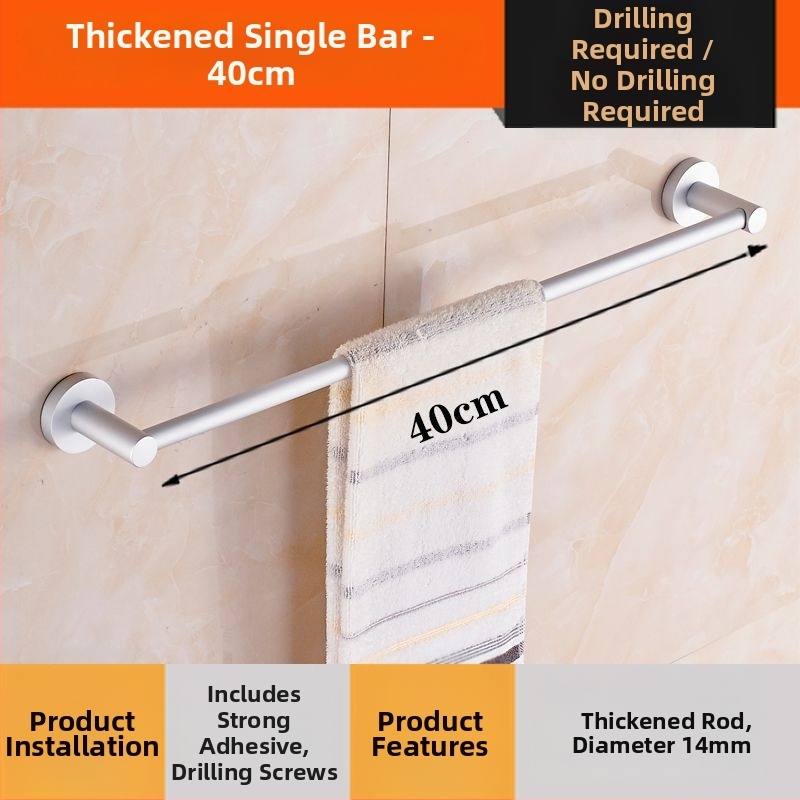 Sienas stiprināms dvieļu plaukts no alumīnija sakausējuma Space Aluminum, vienpolu vai divpolu, 1 slānis, gaišs luksusa stils, slodze 15 kg