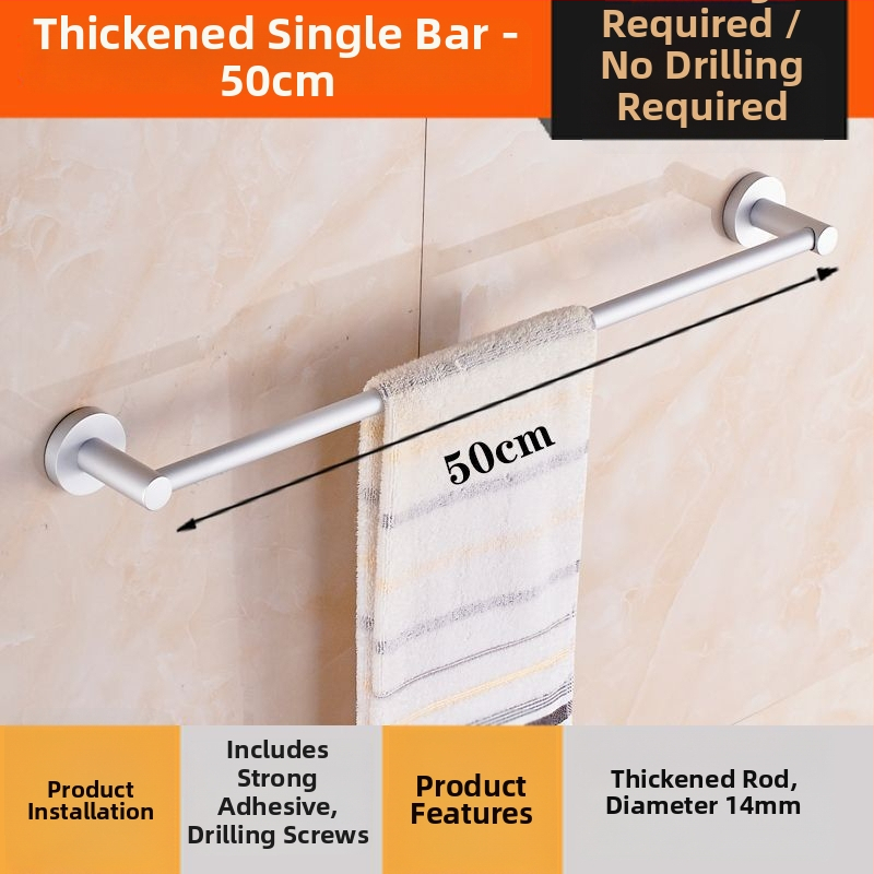 Sienas stiprināms dvieļu plaukts no alumīnija sakausējuma Space Aluminum, vienpolu vai divpolu, 1 slānis, gaišs luksusa stils, slodze 15 kg