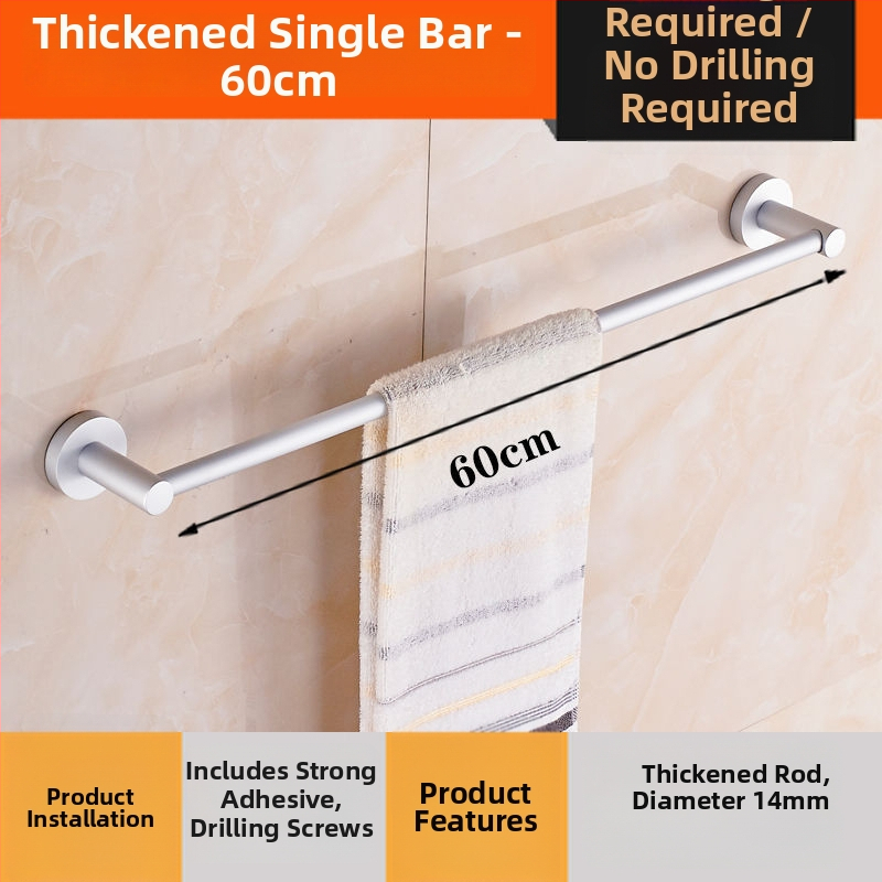 Sienas stiprināms dvieļu plaukts no alumīnija sakausējuma Space Aluminum, vienpolu vai divpolu, 1 slānis, gaišs luksusa stils, slodze 15 kg