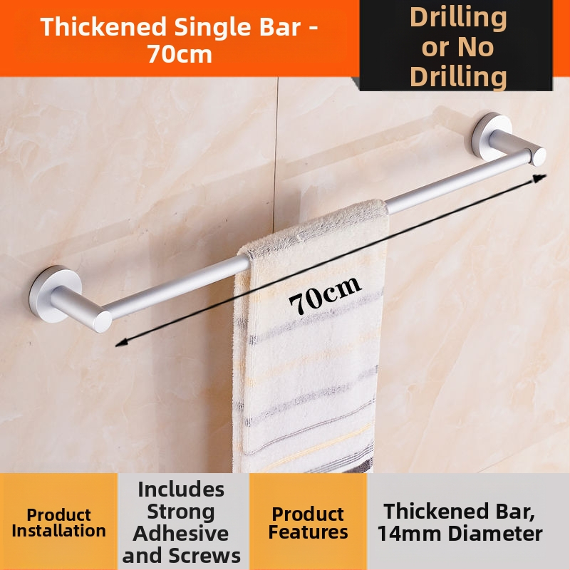 Sienas stiprināms dvieļu plaukts no alumīnija sakausējuma Space Aluminum, vienpolu vai divpolu, 1 slānis, gaišs luksusa stils, slodze 15 kg