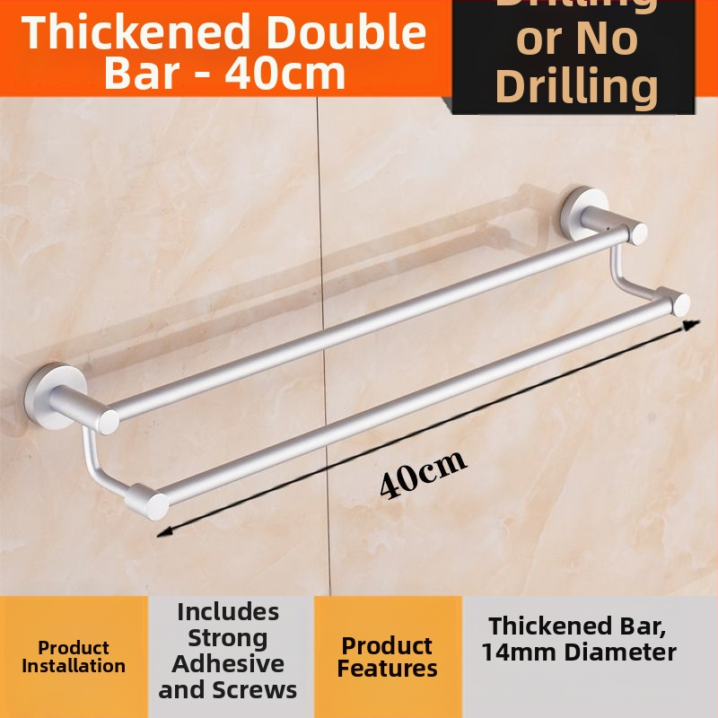 Sienas stiprināms dvieļu plaukts no alumīnija sakausējuma Space Aluminum, vienpolu vai divpolu, 1 slānis, gaišs luksusa stils, slodze 15 kg