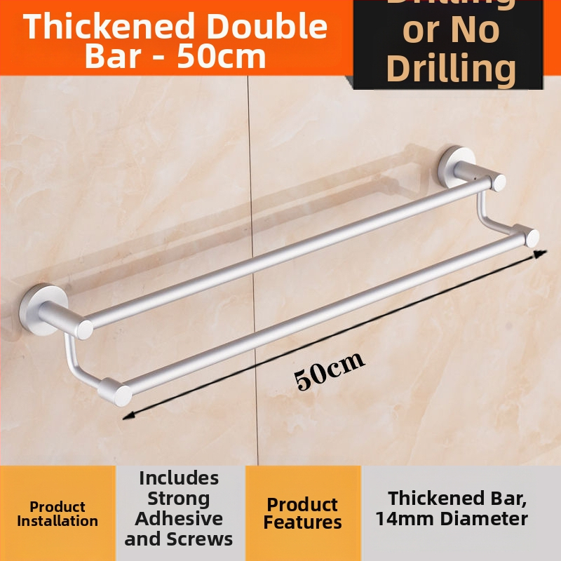 Sienas stiprināms dvieļu plaukts no alumīnija sakausējuma Space Aluminum, vienpolu vai divpolu, 1 slānis, gaišs luksusa stils, slodze 15 kg