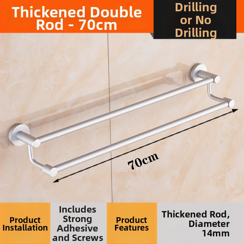 Sienas stiprināms dvieļu plaukts no alumīnija sakausējuma Space Aluminum, vienpolu vai divpolu, 1 slānis, gaišs luksusa stils, slodze 15 kg