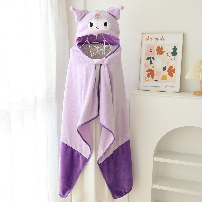 Карикатурен Stitch качулков плащ–покривало за рамене, полиестерен материал, 300–500 г, фланелено одеяло, за всички сезони