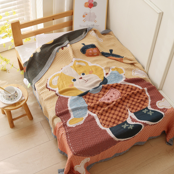 Jiayang Одеяло от бамбукови влакна с охлаждащ ефект за деца, 60% бамбукови влакна / 40% тенсел, 680 g, лято, рисунка с животни, дишащо покривало за легло