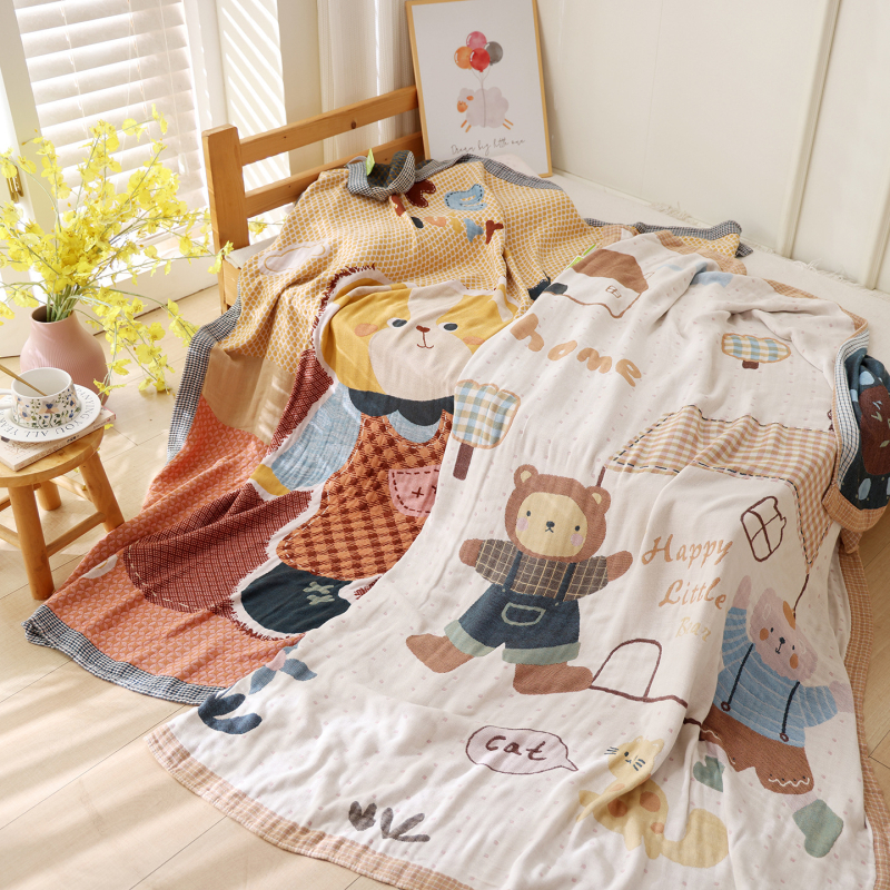 Jiayang Одеяло от бамбукови влакна с охлаждащ ефект за деца, 60% бамбукови влакна / 40% тенсел, 680 g, лято, рисунка с животни, дишащо покривало за легло