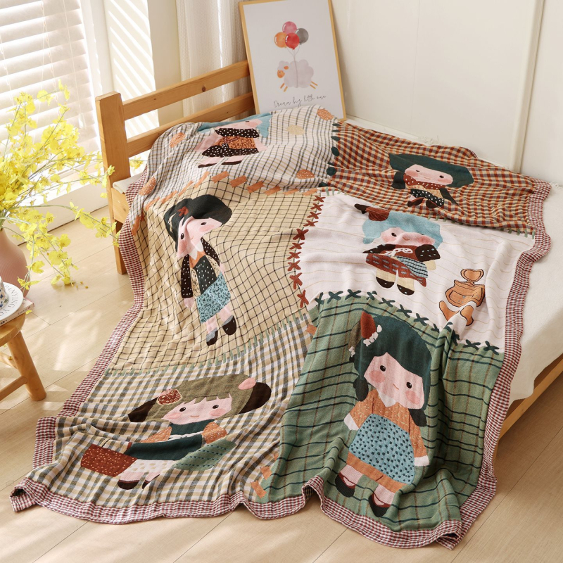 Jiayang Одеяло от бамбукови влакна с охлаждащ ефект за деца, 60% бамбукови влакна / 40% тенсел, 680 g, лято, рисунка с животни, дишащо покривало за легло
