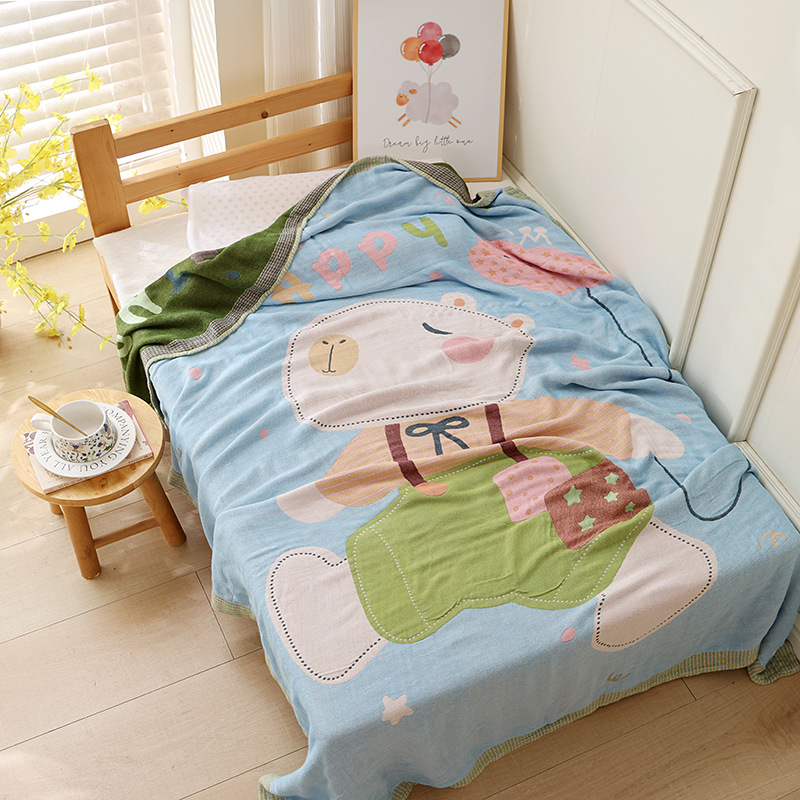 Jiayang Одеяло от бамбукови влакна с охлаждащ ефект за деца, 60% бамбукови влакна / 40% тенсел, 680 g, лято, рисунка с животни, дишащо покривало за легло