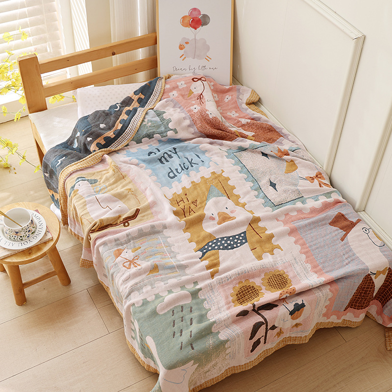 Jiayang Одеяло от бамбукови влакна с охлаждащ ефект за деца, 60% бамбукови влакна / 40% тенсел, 680 g, лято, рисунка с животни, дишащо покривало за легло