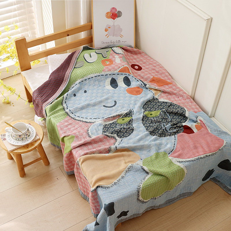 Jiayang Одеяло от бамбукови влакна с охлаждащ ефект за деца, 60% бамбукови влакна / 40% тенсел, 680 g, лято, рисунка с животни, дишащо покривало за легло
