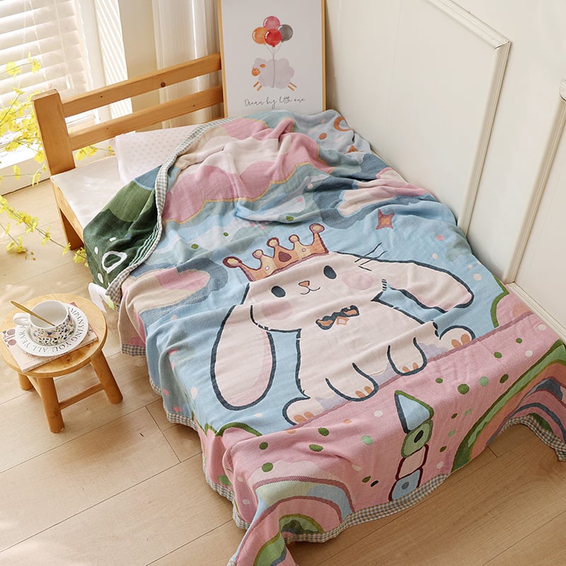 Jiayang Одеяло от бамбукови влакна с охлаждащ ефект за деца, 60% бамбукови влакна / 40% тенсел, 680 g, лято, рисунка с животни, дишащо покривало за легло