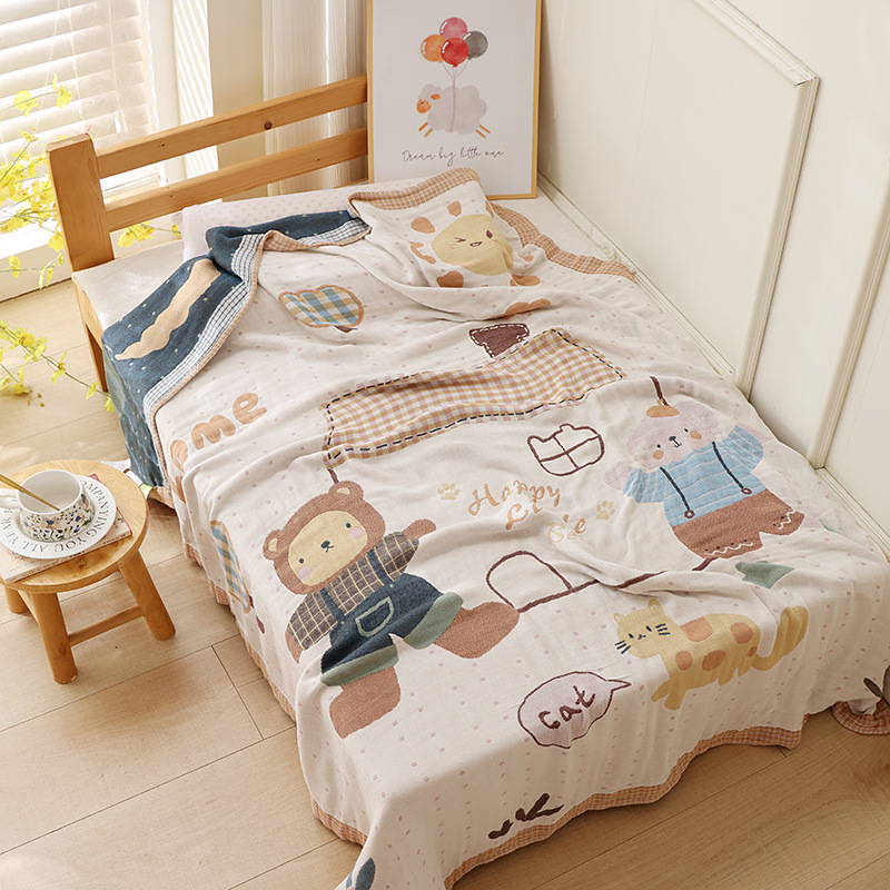 Jiayang Одеяло от бамбукови влакна с охлаждащ ефект за деца, 60% бамбукови влакна / 40% тенсел, 680 g, лято, рисунка с животни, дишащо покривало за легло