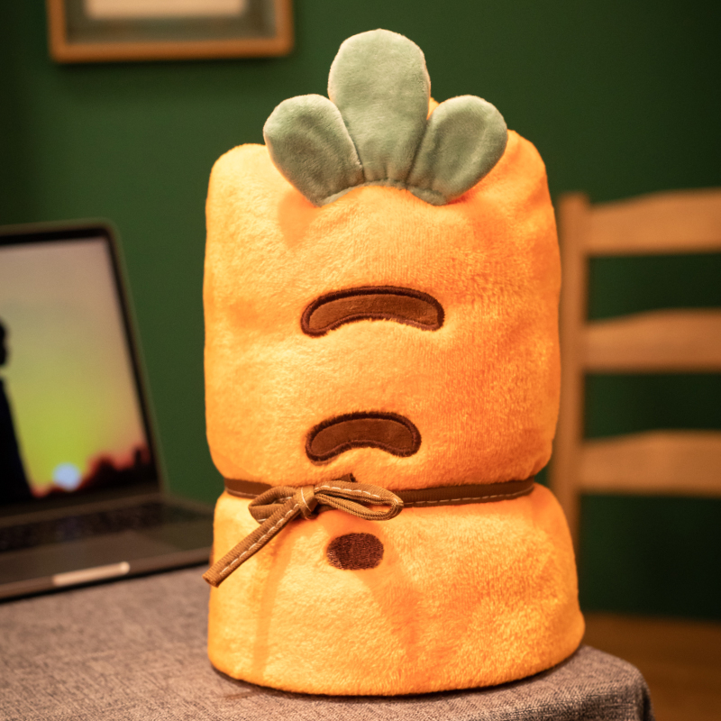 Офисно одеяло за дрямка, коралов флис, карикатурен десен, вълнен материал, универсален стил