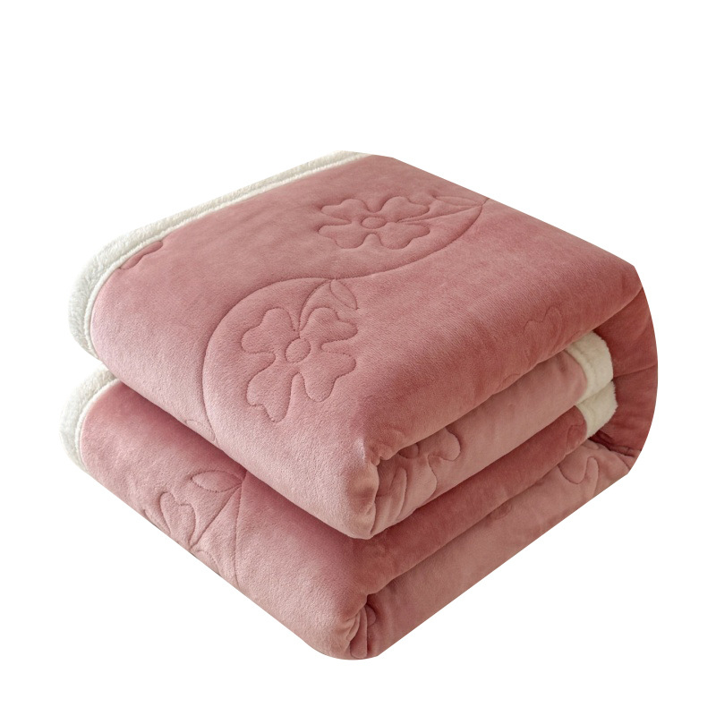 Trostruka prešivana deka od arktičkog velura s koralnim fleece materijalom, debela; višenamjenska za bebe i odmor u uredu; dimenzije 160×200–220 cm; svijetlosiva.