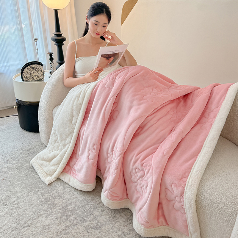 Trostruka prešivana deka od arktičkog velura s koralnim fleece materijalom, debela; višenamjenska za bebe i odmor u uredu; dimenzije 160×200–220 cm; svijetlosiva.