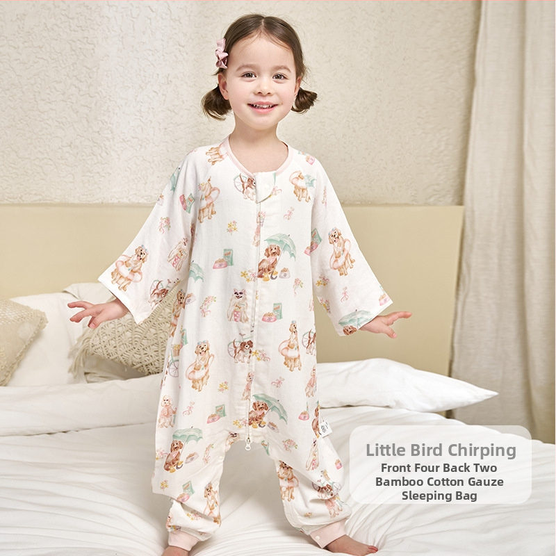 Guļammaiss zīdaiņiem 1–3 gadi: antibakteriāls materiāls no bambusa un kokvilnas gazes auduma, pildījums 100% kokvilna, atdalītas kājas, rāvējslēdzējs nālons