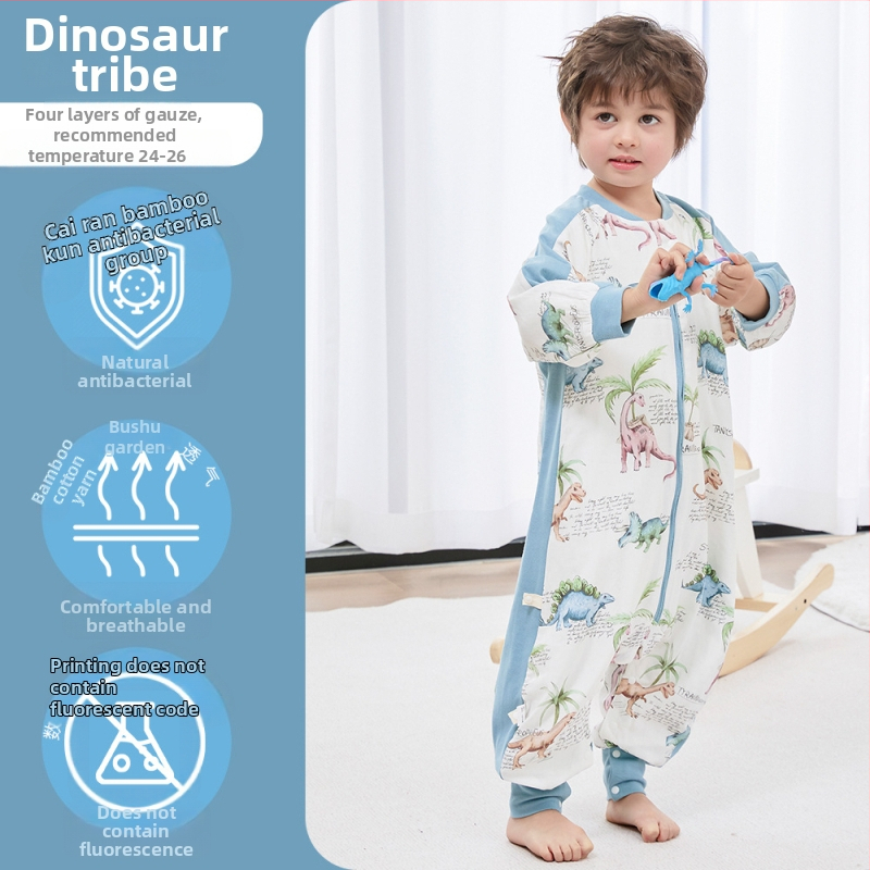 Bērnu gulēšanas somiņa ar dalītu kāju dizainu, no bambusa šķiedras, antibakteriāls un mitrumu pārvadājošs, metāla rāvējslēdzējs, piemērots ziemai, pavasarim un rudenim, vecums 1–3 gadi