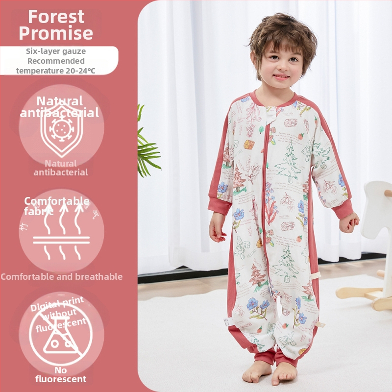 Bērnu gulēšanas somiņa ar dalītu kāju dizainu, no bambusa šķiedras, antibakteriāls un mitrumu pārvadājošs, metāla rāvējslēdzējs, piemērots ziemai, pavasarim un rudenim, vecums 1–3 gadi