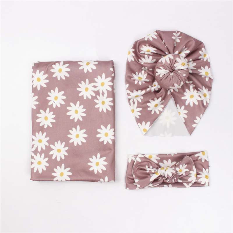 Novoražā bambusa šķiedras wrap dvieļu komplekts ar donut cepuri, galvas lente un swaddle