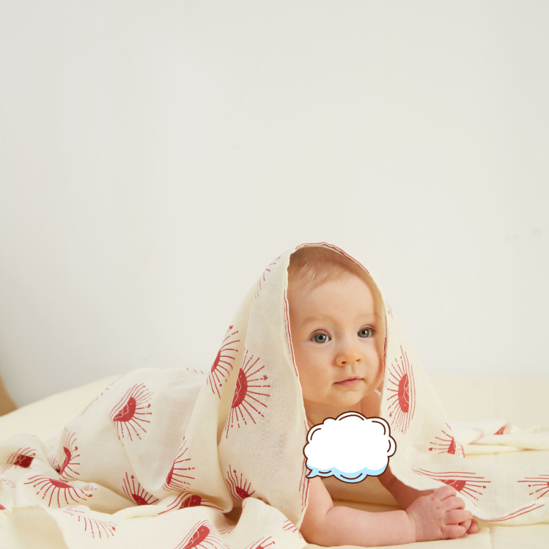 Zīdaiņu wrap no muselīna, divslāņu bambusa šķiedras audums, piemērots zīdaiņiem un 1–3 gadus veciem, ar rakstiem: karikatūra, zieds, ģeometrija