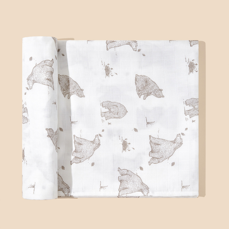 Zīdaiņu wrap no muselīna, divslāņu bambusa šķiedras audums, piemērots zīdaiņiem un 1–3 gadus veciem, ar rakstiem: karikatūra, zieds, ģeometrija