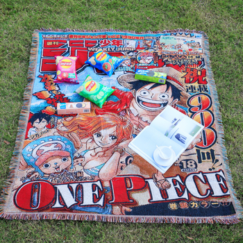 Deka u anime stilu s resicama, pletena, prilagodljiva slika, Silver Frost, poliester-pamuk smjesa, 1000–1499 g, cartoon uzorak